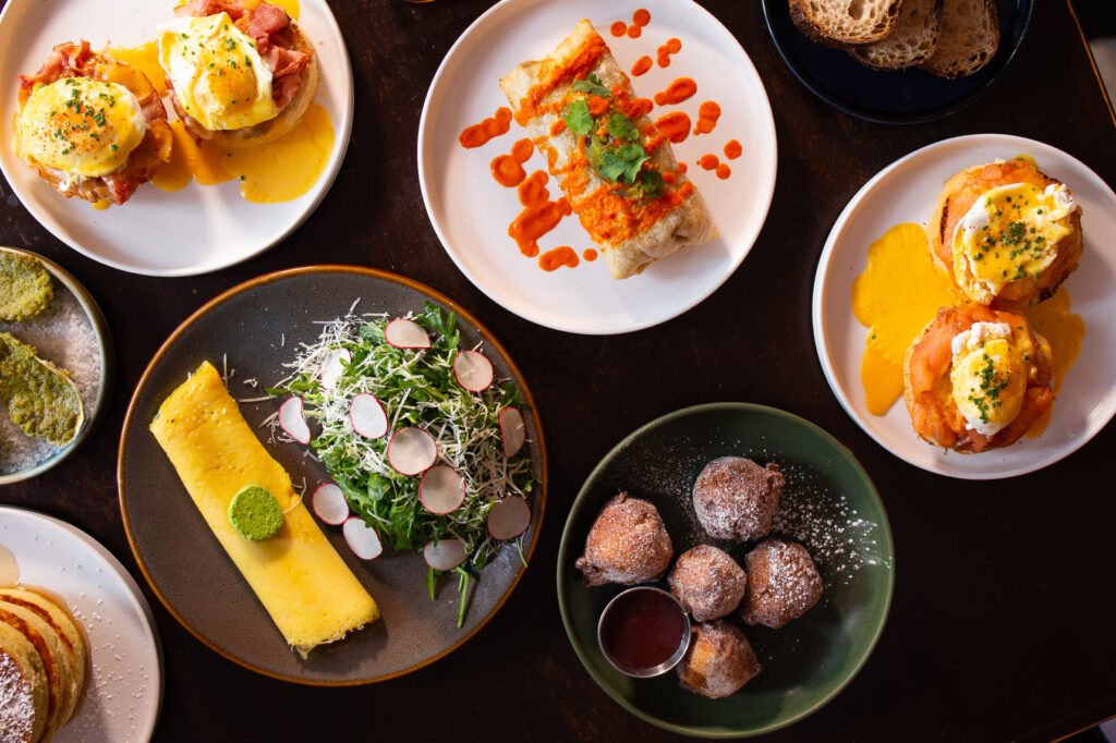 brunch items omelet egg benedict pancake